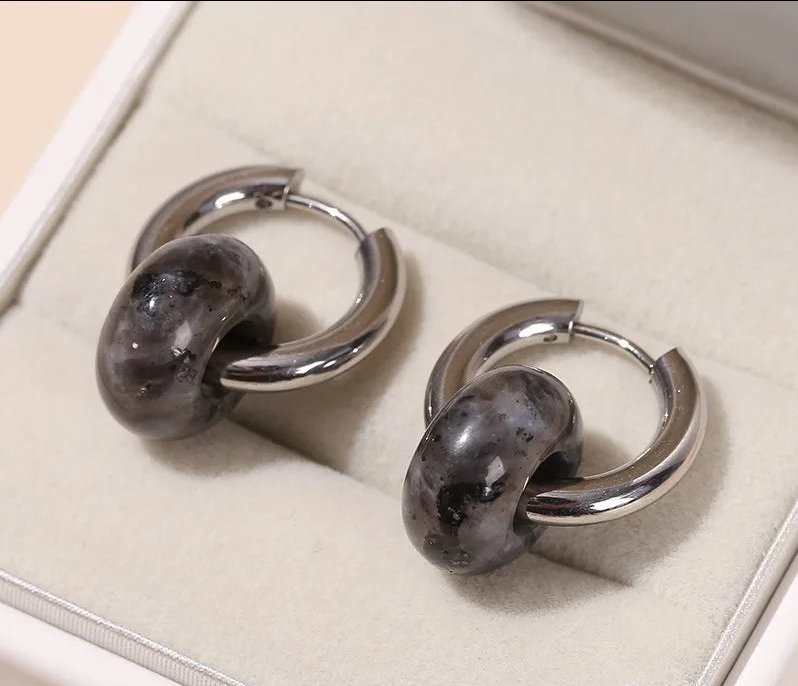 Boucles d'oreilles en Spectrolite Noire