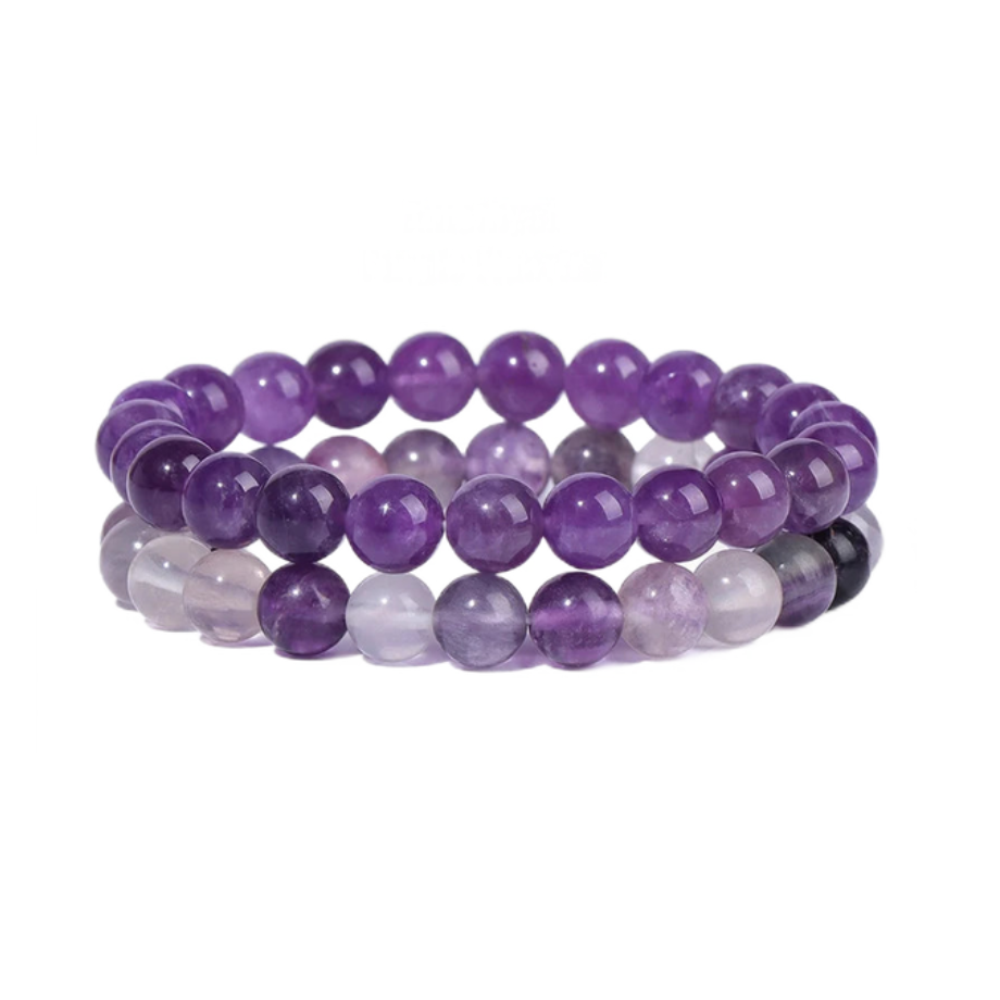 Ensemble Harmonie Violette - Bracelets en Fluorite et Améthyste
