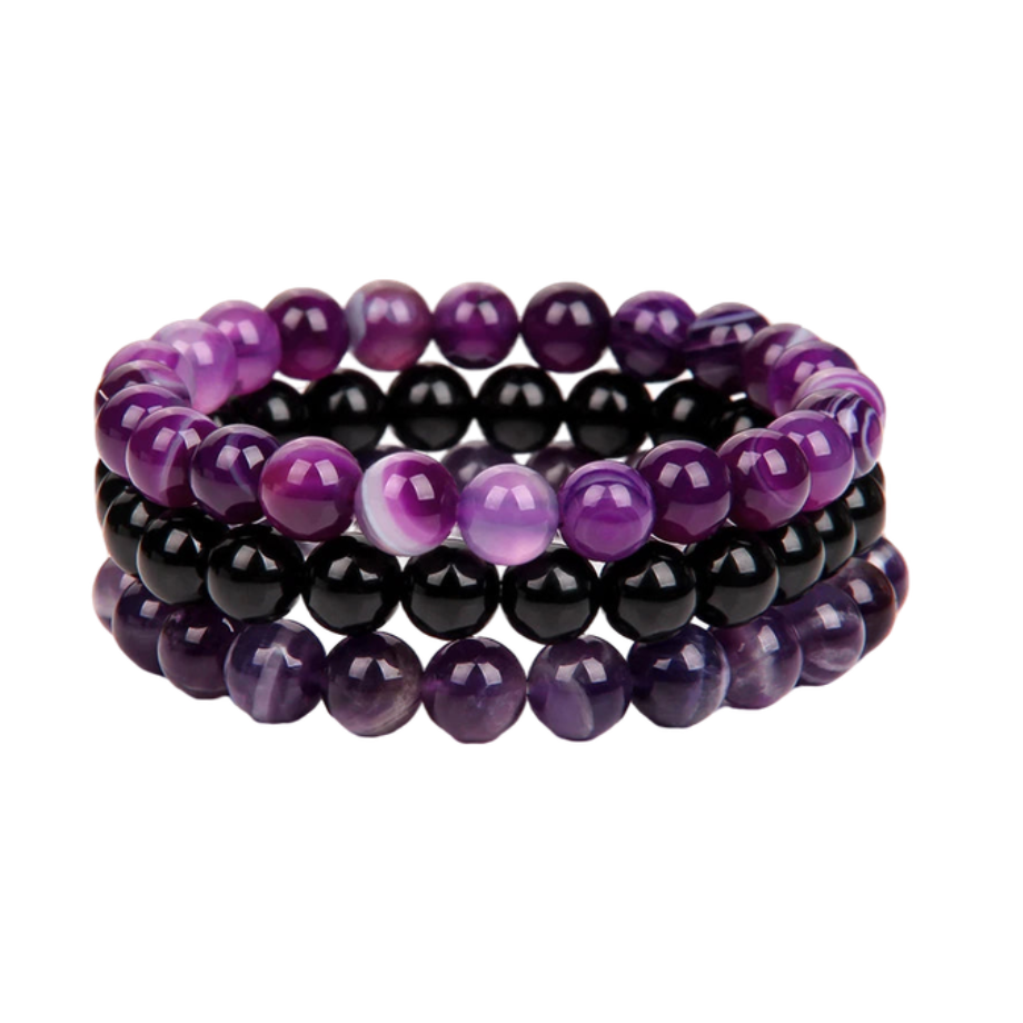 Trio Harmonieux d'Agate Violette