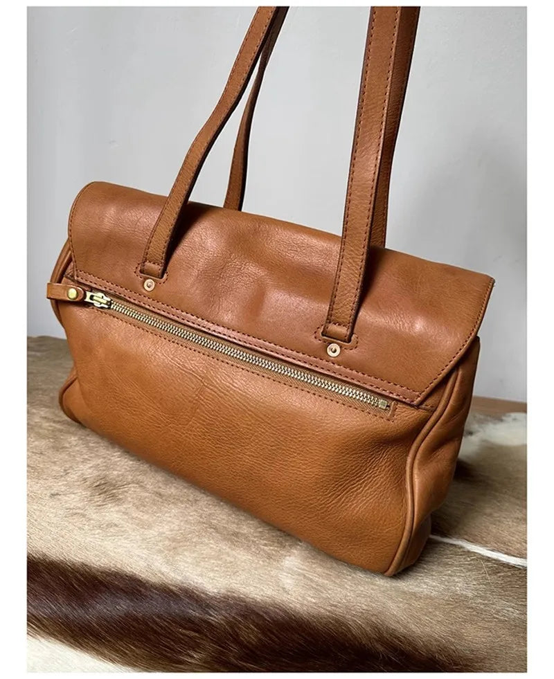 Tradition et Tendance - Sac Vintage Brunâtre en Cuir