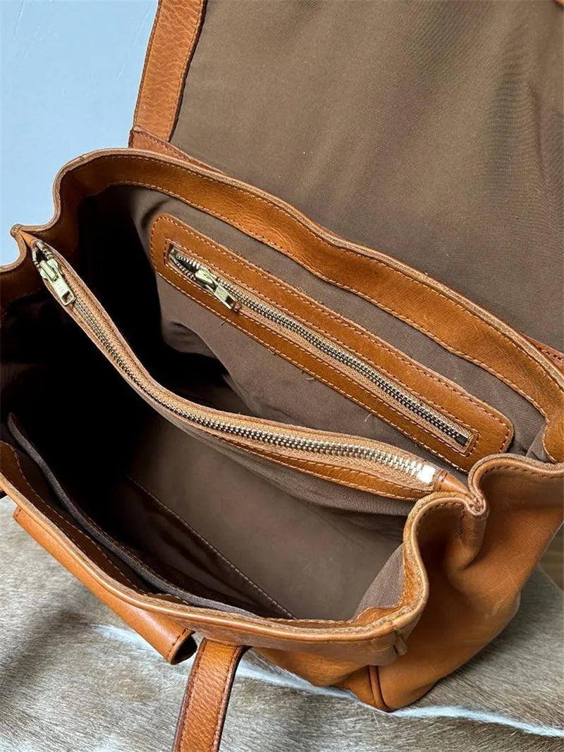Tradition et Tendance - Sac Vintage Brunâtre en Cuir