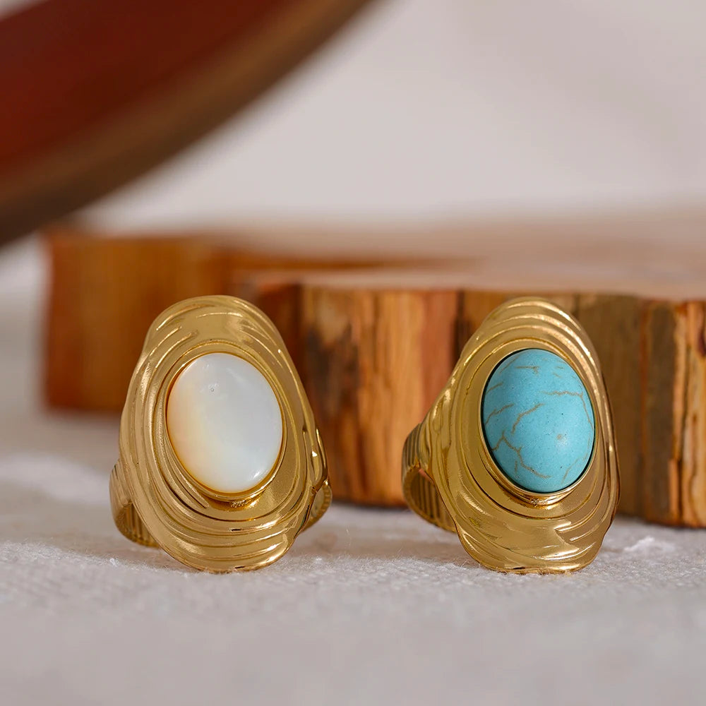 Éclats d'Azur - Bague en Turquoise Bleue