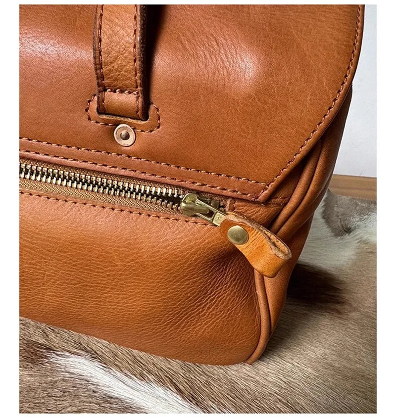 Tradition et Tendance - Sac Vintage Brunâtre en Cuir