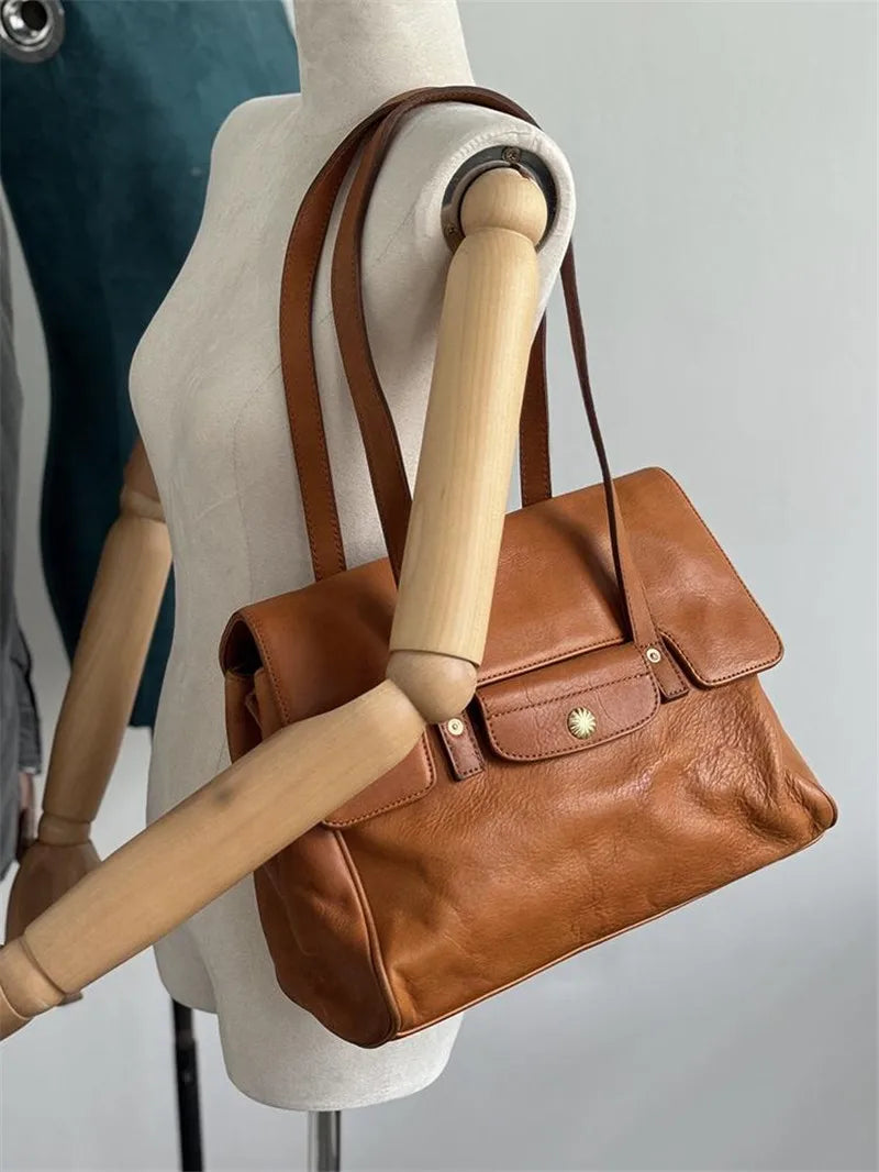 Tradition et Tendance - Sac Vintage Brunâtre en Cuir