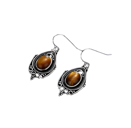 Reflets de Tigre - Boucles d’Oreilles Mystiques en Argent