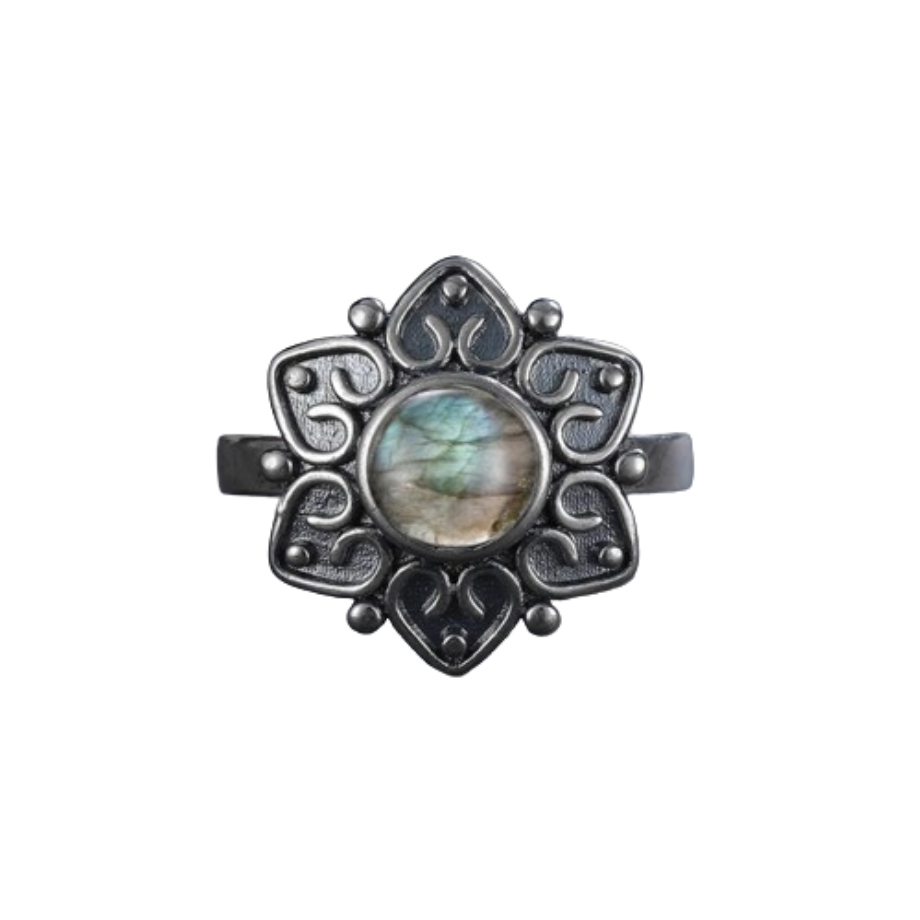 Mystère Lunaire - Bague en Labradorite aux Reflets Énigmatiques
