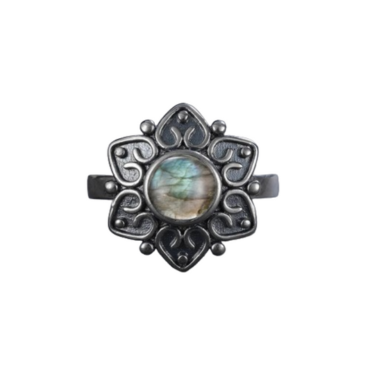 Mystère Lunaire - Bague en Labradorite aux Reflets Énigmatiques