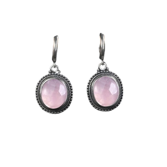 Harmonie Rosée - Boucles d’Oreilles en Quartz Rose