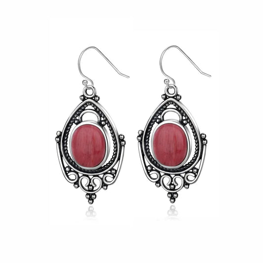 Rosée Céleste - Boucles d’Oreilles en Argent avec Rhodochrosite