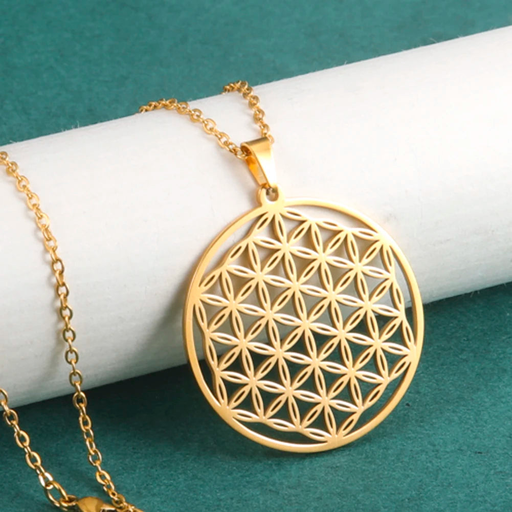 Lumière Astrale - Collier Fleur de Vie Dorée
