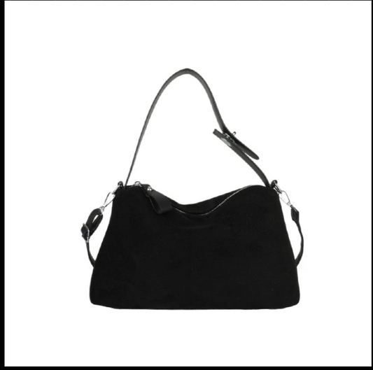 Advanced Retro Handbag for Women 2024 New Texture Frosted Shoulder Bag, Large Capacity Crossbody Tote Bag BLACK